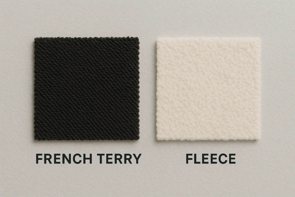 French Terry vs Fleece fabric texture comparison